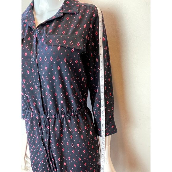 Banana Republic Women Geometric Romper Front Button Drawstring 3/4 Sleeve Blue 0 - Picture 4 of 9